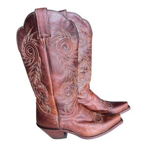 Vintage Justin Damiana L4332 Boots Brown Leather Western Cowgirl Boots Size 6B